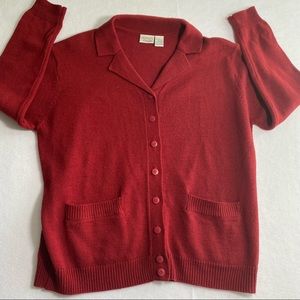 Allison Daley Cardigan Sweater Lg. Red Button Down Cardigan Long sleeve …
